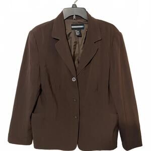 Requirements Brown Women's 3 Button Career Preppy Office Blazer Jacket Size 16